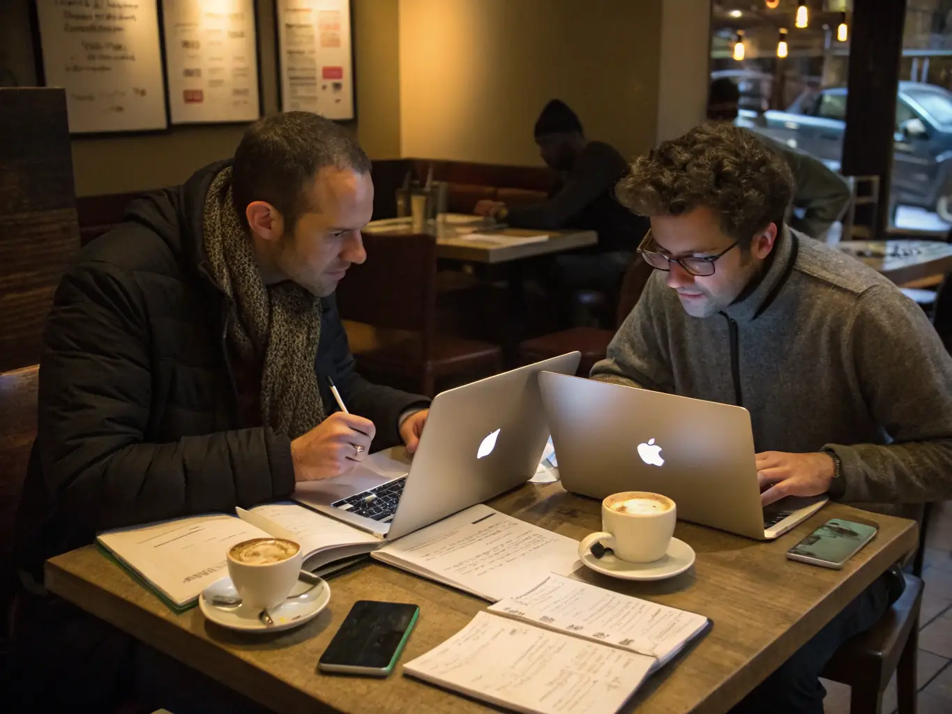 An image of a mentor and mentee having a discussion over a cup of coffee in a relaxed setting, symbolizing the personal and supportive nature of the mentorship relationship.
